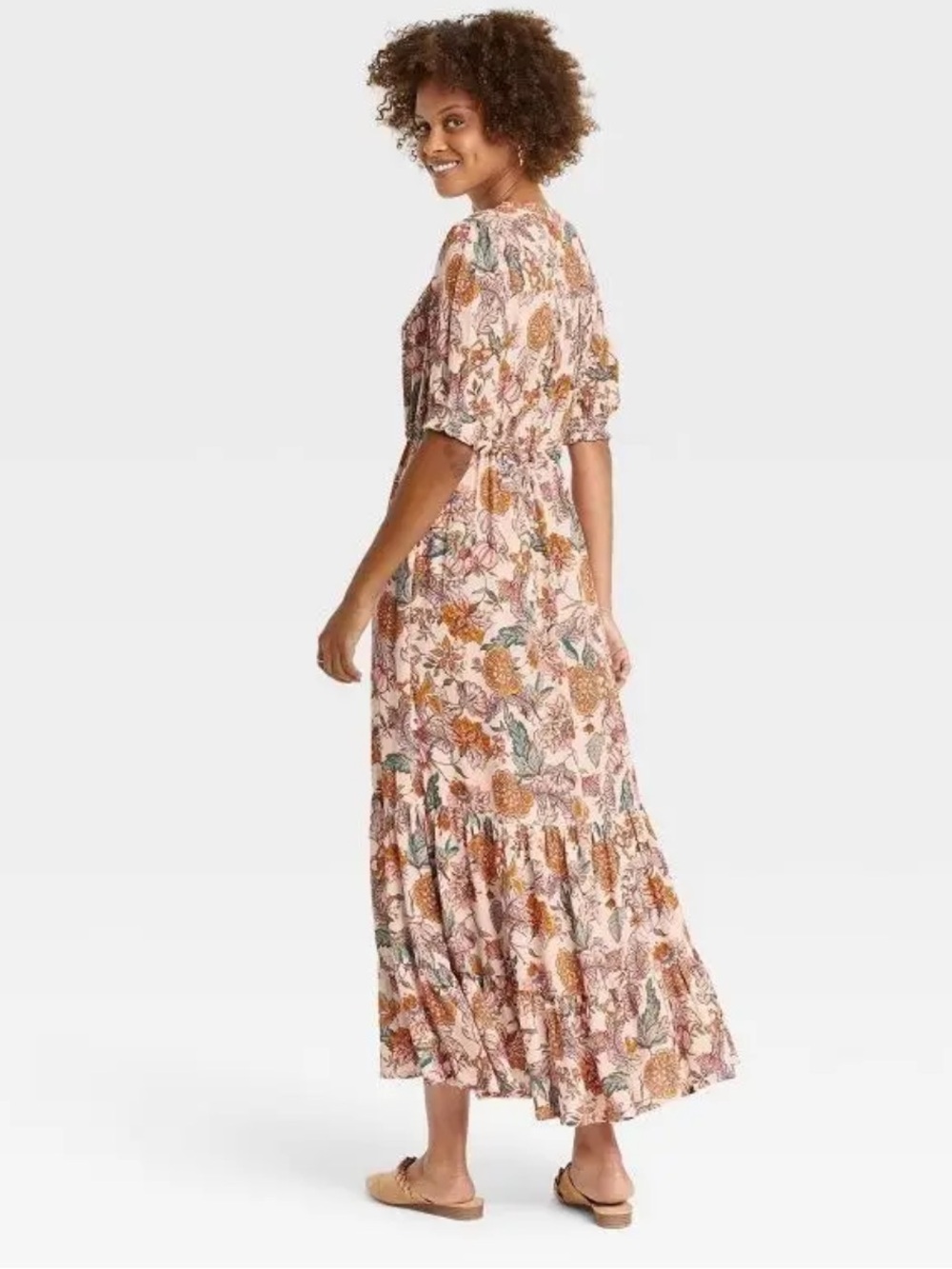 Knox Rose Multi-Color Floral Button-Front Maxi Dress XS pockets Oversized Draws - Picture 2 of 7